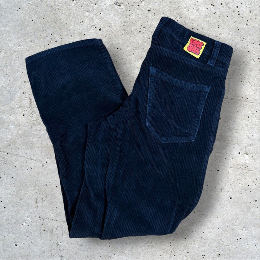 Empyre Loose Fit Corduroy Pants Mens Size 26 Navy Black Baggy Skater Streetwear